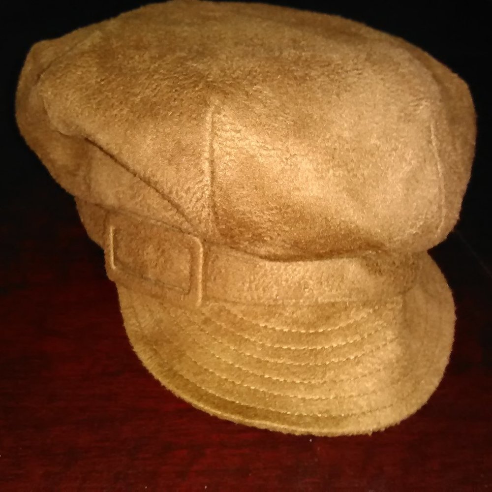 Vintage tan suede "train engineer" style hat.